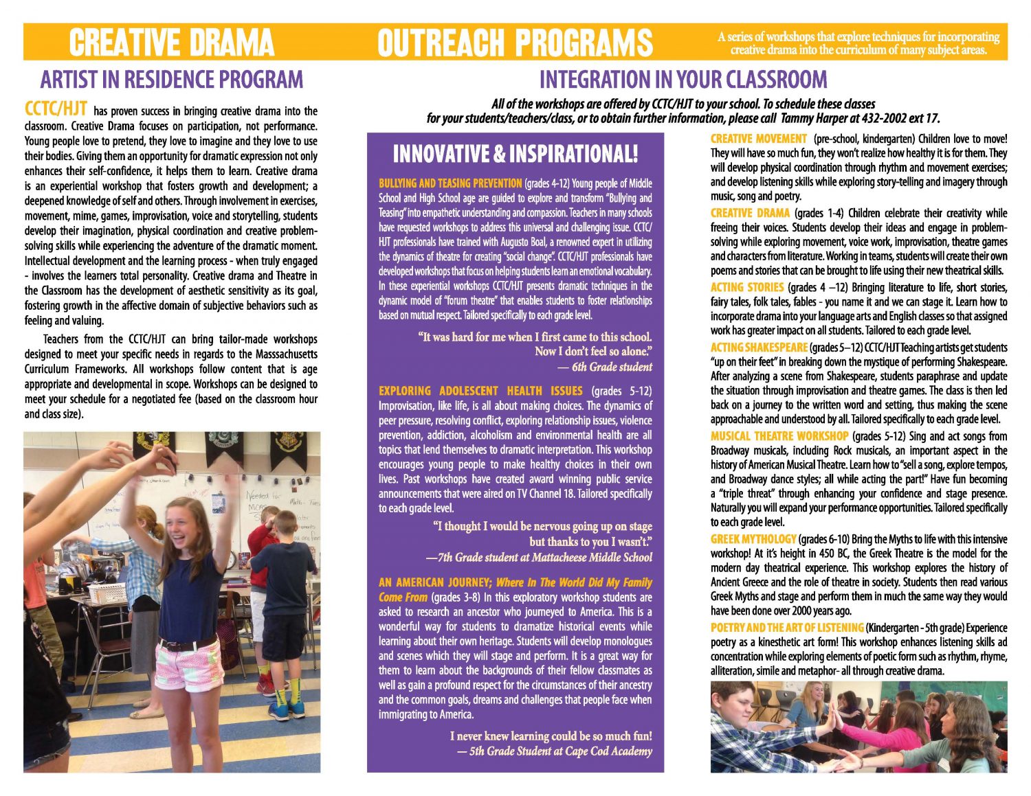 A Picture of the Inside of the Outreach Brochure